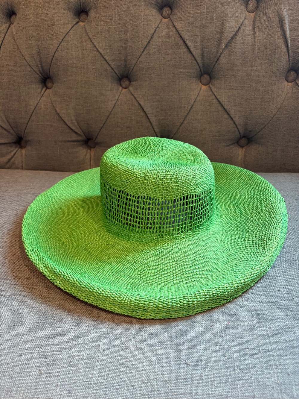 a new day Bright Green Wide-Brim Straw Sun Hat